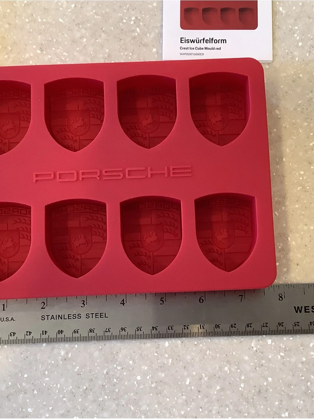 Porsche Design Red Silicone Mold Shield Ice Cube Tray Candy Chocolate Cake NEW